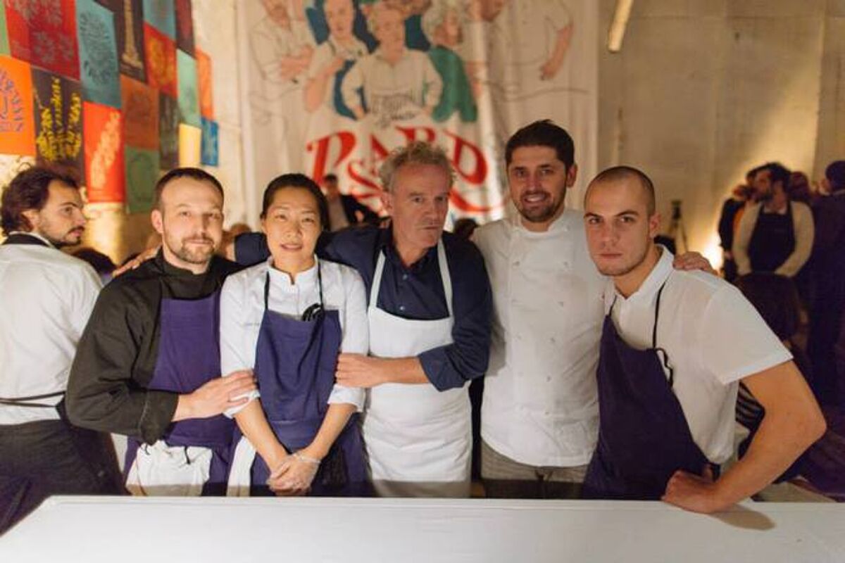 Alain Passard entouré de Sakura Charrier, Ludo Lefebvre et Marc Cordonnier