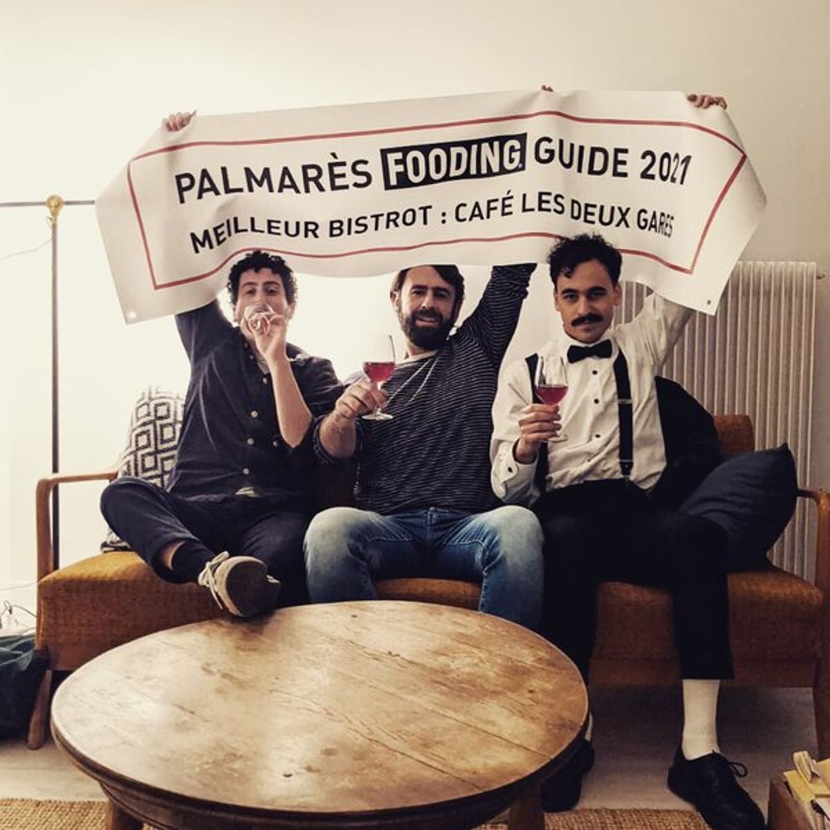 Jonathan Schweizer, Frédéric Lesire et Federico Suárez du Café Les Deux Gares, meilleur bistrot Guide 2021