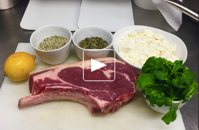 Côte de bœuf maturée, graine, feta