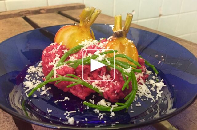 Risotto betterave, salicorne, pecorino