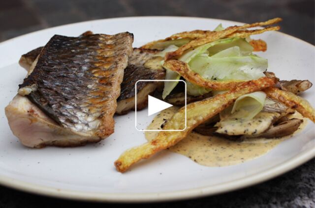 Mulet noir à la plancha, légumes recyclés