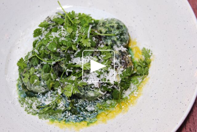 Gnudis épinard ricotta, coulis de cerfeuil