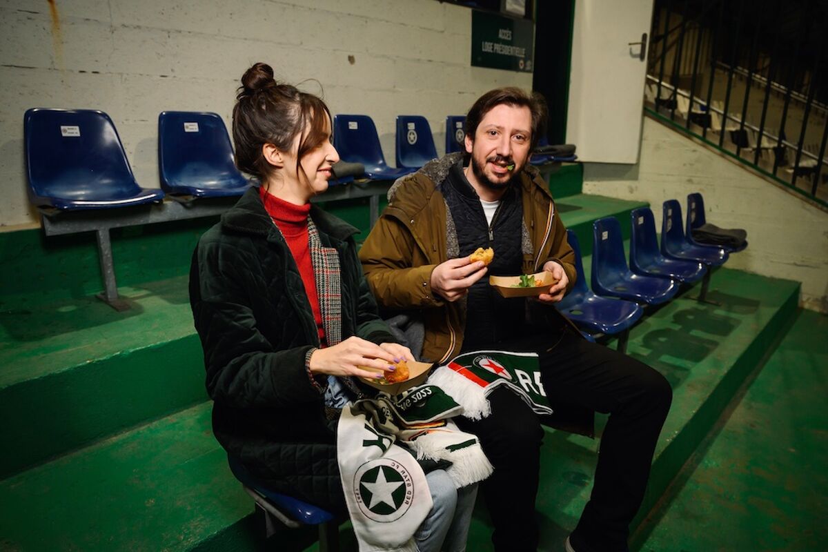 Monsieur Poulpe et une amie ont trouvé le seul plat végi de la soirée, bien joué !