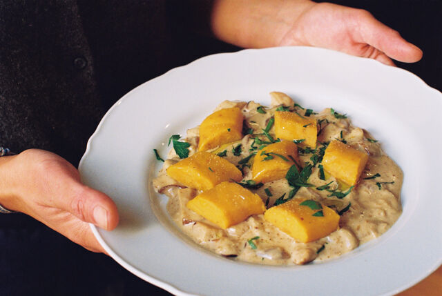 Gnocchis de butternut et crème aux cèpes