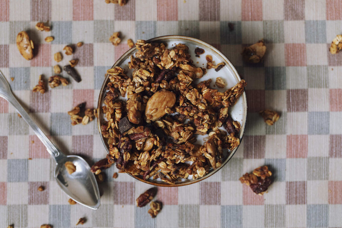 Almond and chocolate granola by Le Petit Mercado other products below to be found at the market