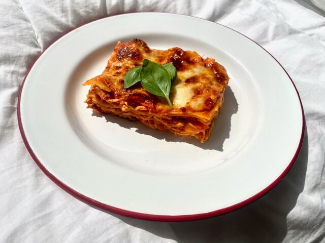 Lasagnes tinga de pollo