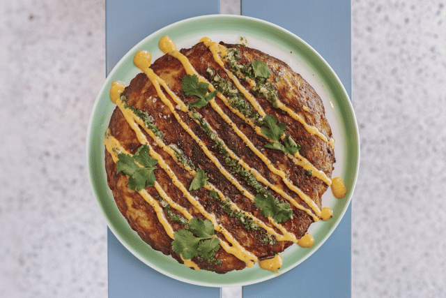 Tortilla met zoete aardappel-mayonaise