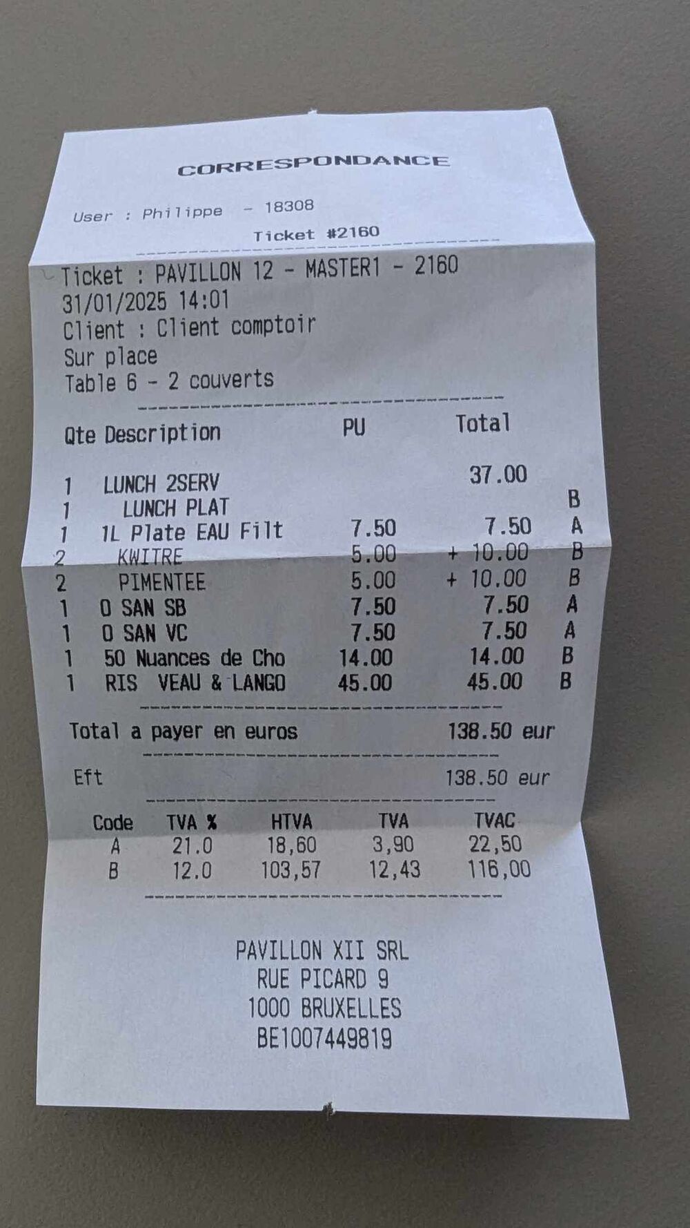 Addition Correspondance